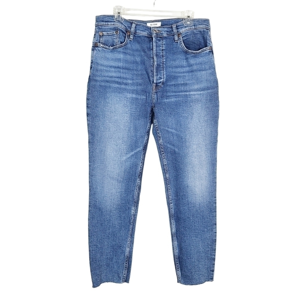 RE/DONE 90s high rise ankle crop in indigo storm NWT